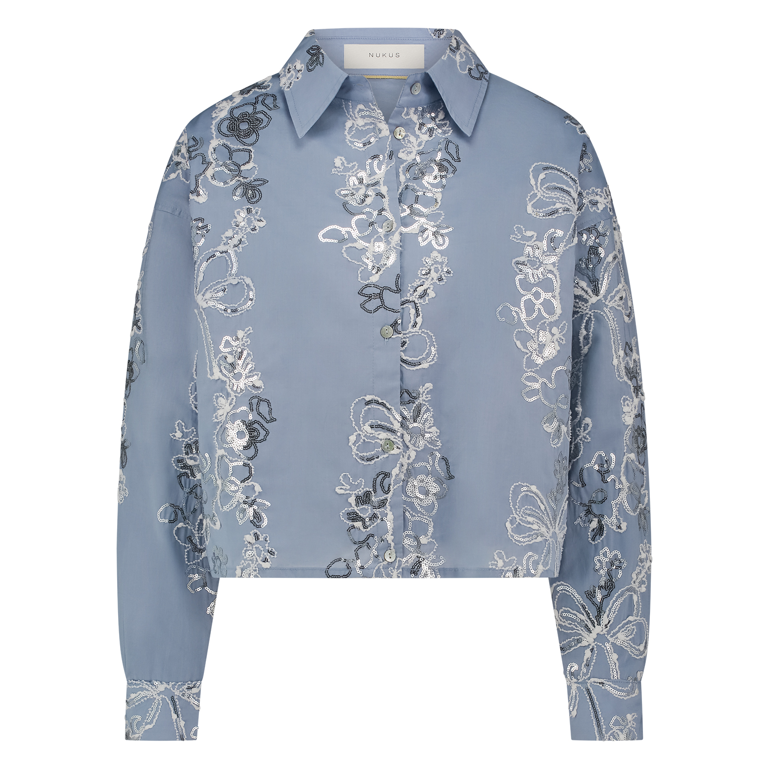 Tessa Blouse Paillet Sky Blue Blauw