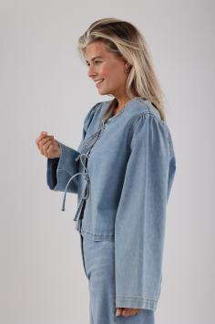 NUKUS Top Bowy Blouse Bleached Denim