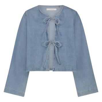 NUKUS Top Bowy Blouse Bleached Denim