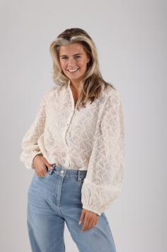 NUKUS Malaga Blouse Embroidery Off White