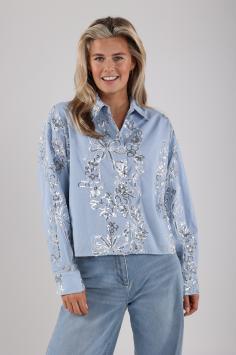 Tessa Blouse Paillet Sky Blue Blauw