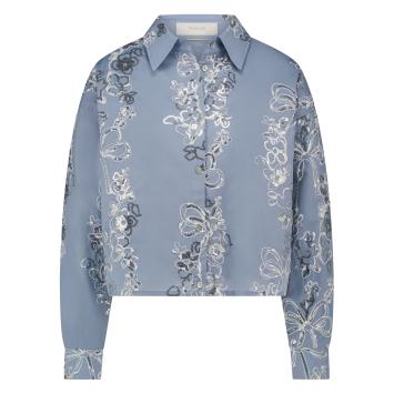 Tessa Blouse Paillet Sky Blue Blauw